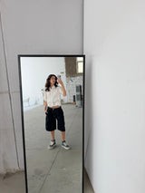 Deep Blue Knee-Length Denim Shorts