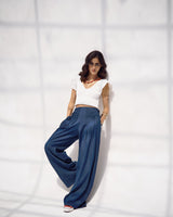 Dark Wash Wide-Leg Denim Pants
