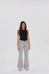 Signature Wide Leg Jeans In Steel Grey