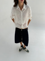 Deep Blue Knee-Length Denim Shorts