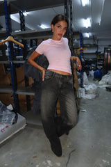 Signature Wide Leg Jeans in Washed Black