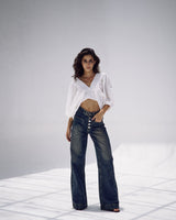 Bootleg Jeans in Deep Blue Washed