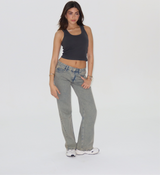 Low Waist Washed Dusty Grey