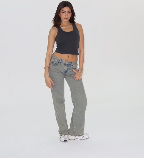 Low Waist Washed Dusty Grey