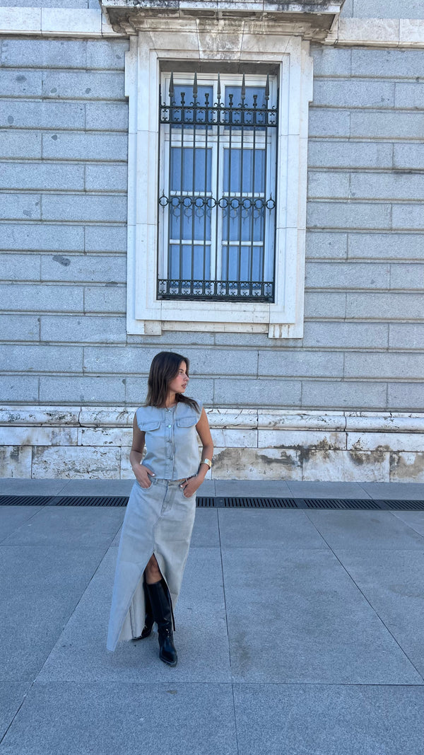 Denim Co-ord Set In Gray