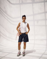 Washed Script Knee-Length Shorts
