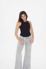 Signature Wide Leg Jeans In Steel Grey
