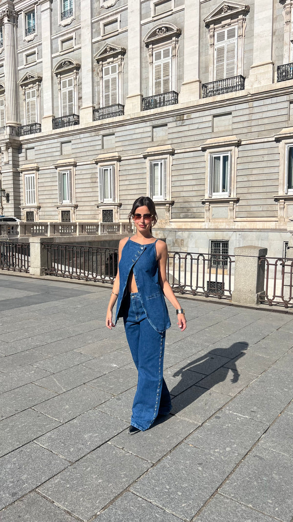 Blue Denim Vest Trousers