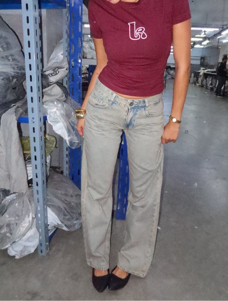 Low Waist Washed Dusty Grey