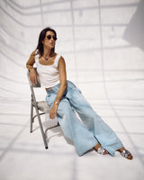 Light Wash Wide-Leg Denim Pants