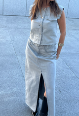 Slate Button Vest In Grey