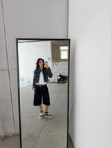 Deep Blue Knee-Length Denim Shorts