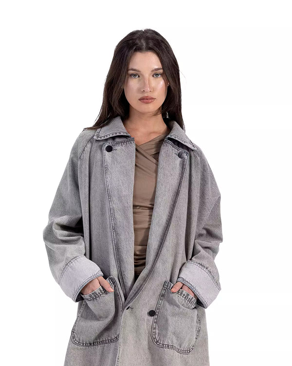 Faded Grey Denim Coat