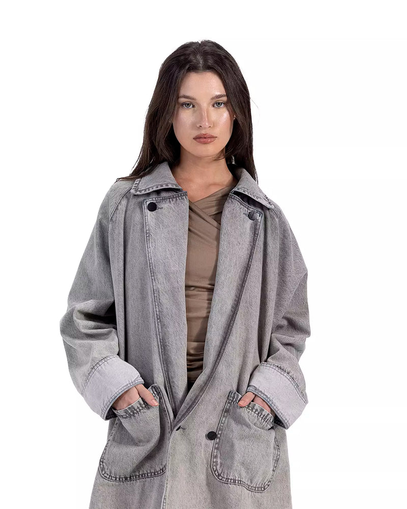 Faded Grey Denim Coat
