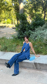 Blue Denim Vest Trousers