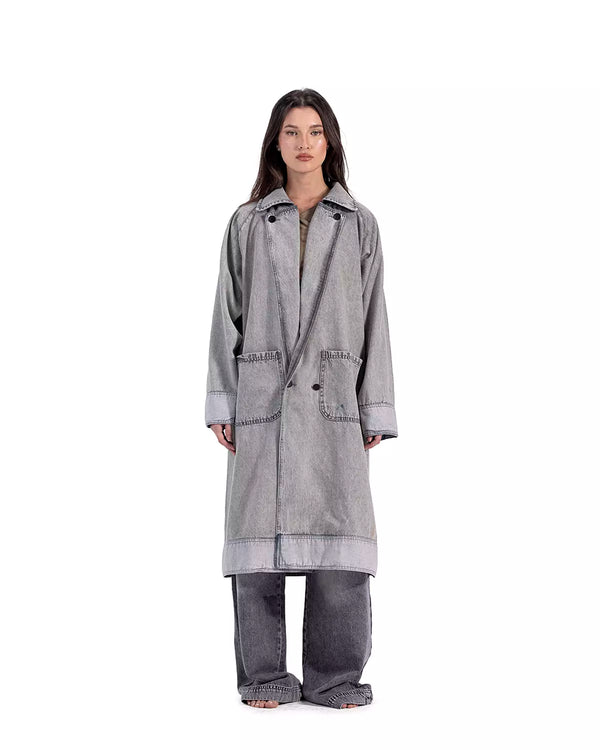 Faded Grey Denim Coat