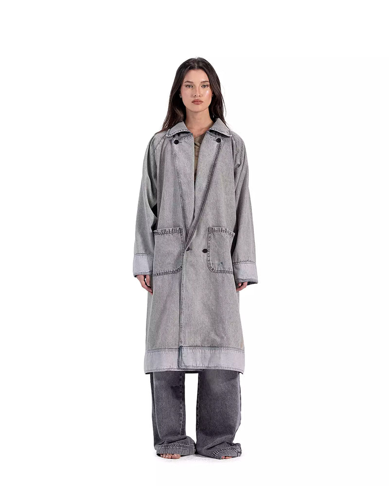 Faded Grey Denim Coat