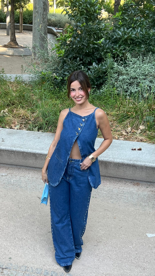 Blue Denim Vest Trousers