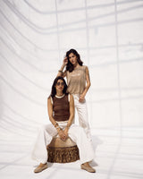White Paisley Embroidered Wide Leg Jeans