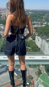 Bootleg Shorts in Deep Blue