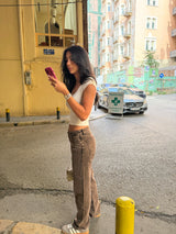 Low Waist Washed Brown