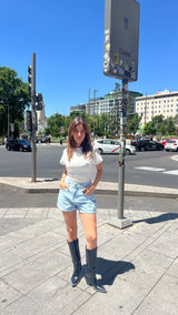 Oversized Shorts in Ash Blue