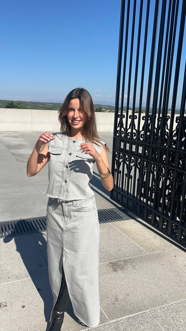 Denim Co-ord Set In Gray