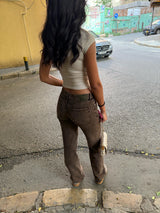 Low Waist Washed Brown