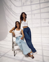 Dark Wash Wide-Leg Denim Pants