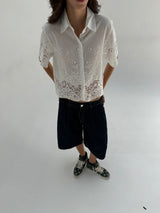 Deep Blue Knee-Length Denim Shorts
