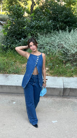 Blue Denim Vest Trousers