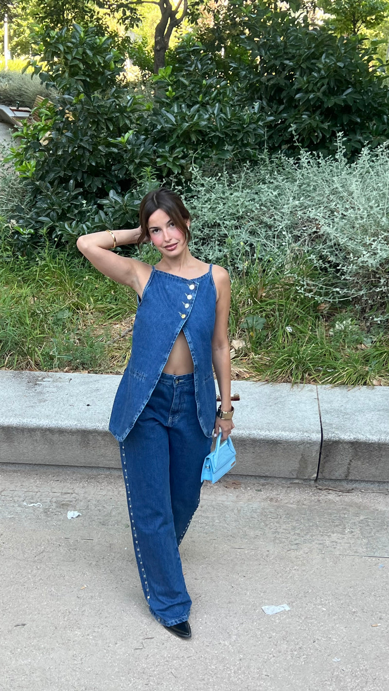 Blue Denim Vest Trousers