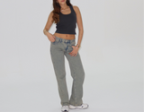 Low Waist Washed Dusty Grey