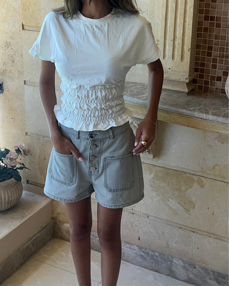 Bootleg Shorts in Steel Grey