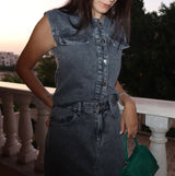 Denim Co-ord Set In Grey Washed