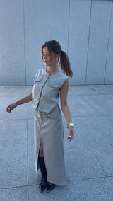 Denim Co-ord Set In Gray