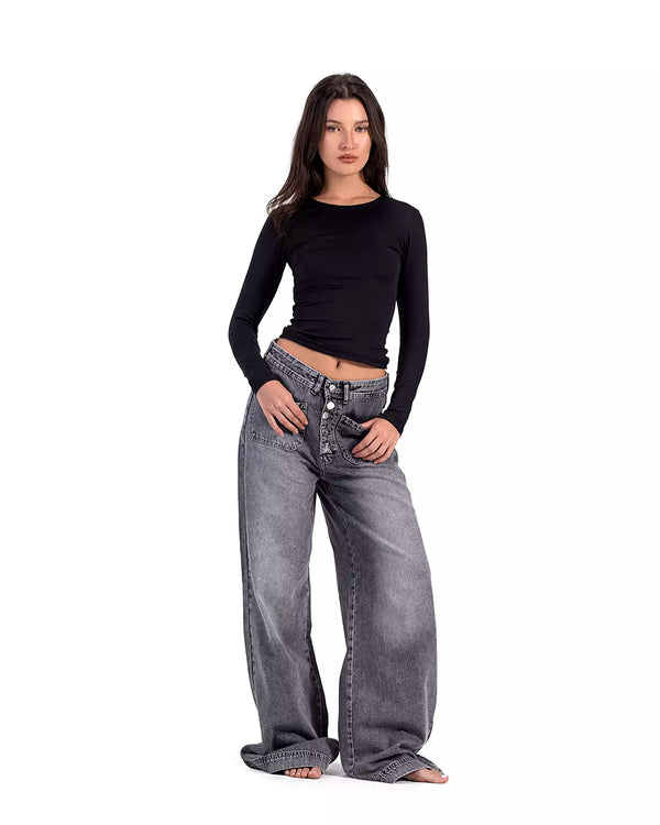 Bootleg Jeans in Washed Grey