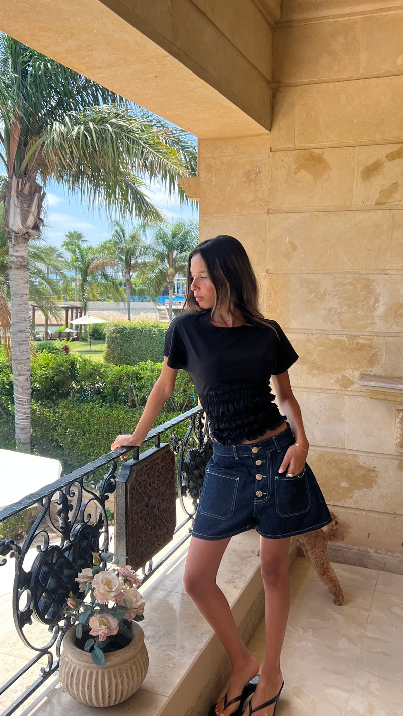 Bootleg Shorts in Deep Blue