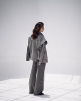 Unembellished Denim Piece set in Gray