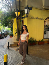 Low Waist Washed Brown