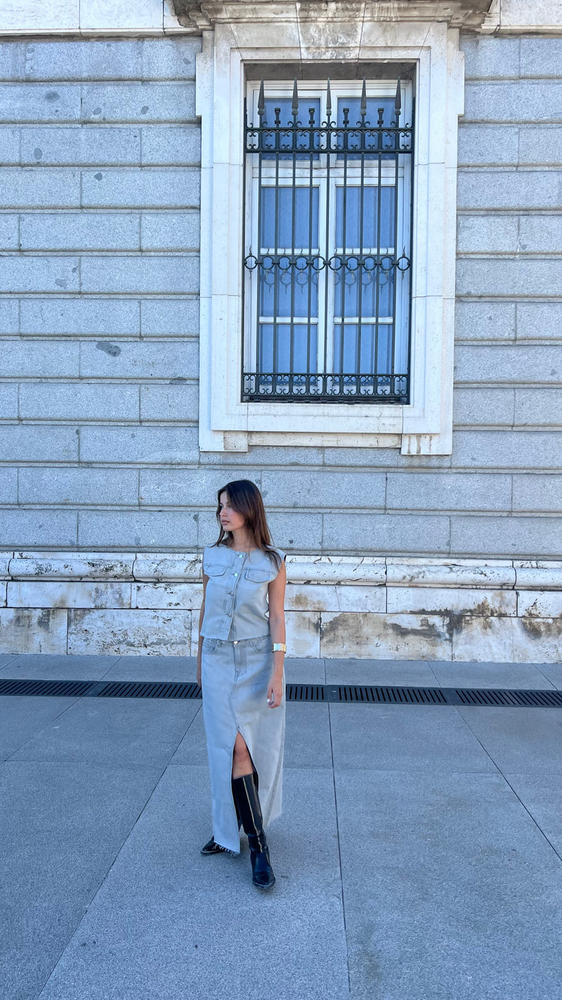 Denim Co-ord Set In Gray