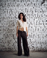 Embellished Denim Pants In Brown
