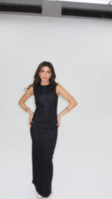 Signature Deep Black Maxi Denim Dress