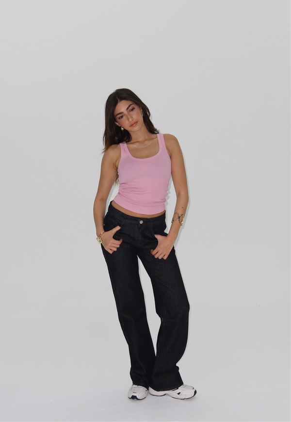 Low Waist Washed Black