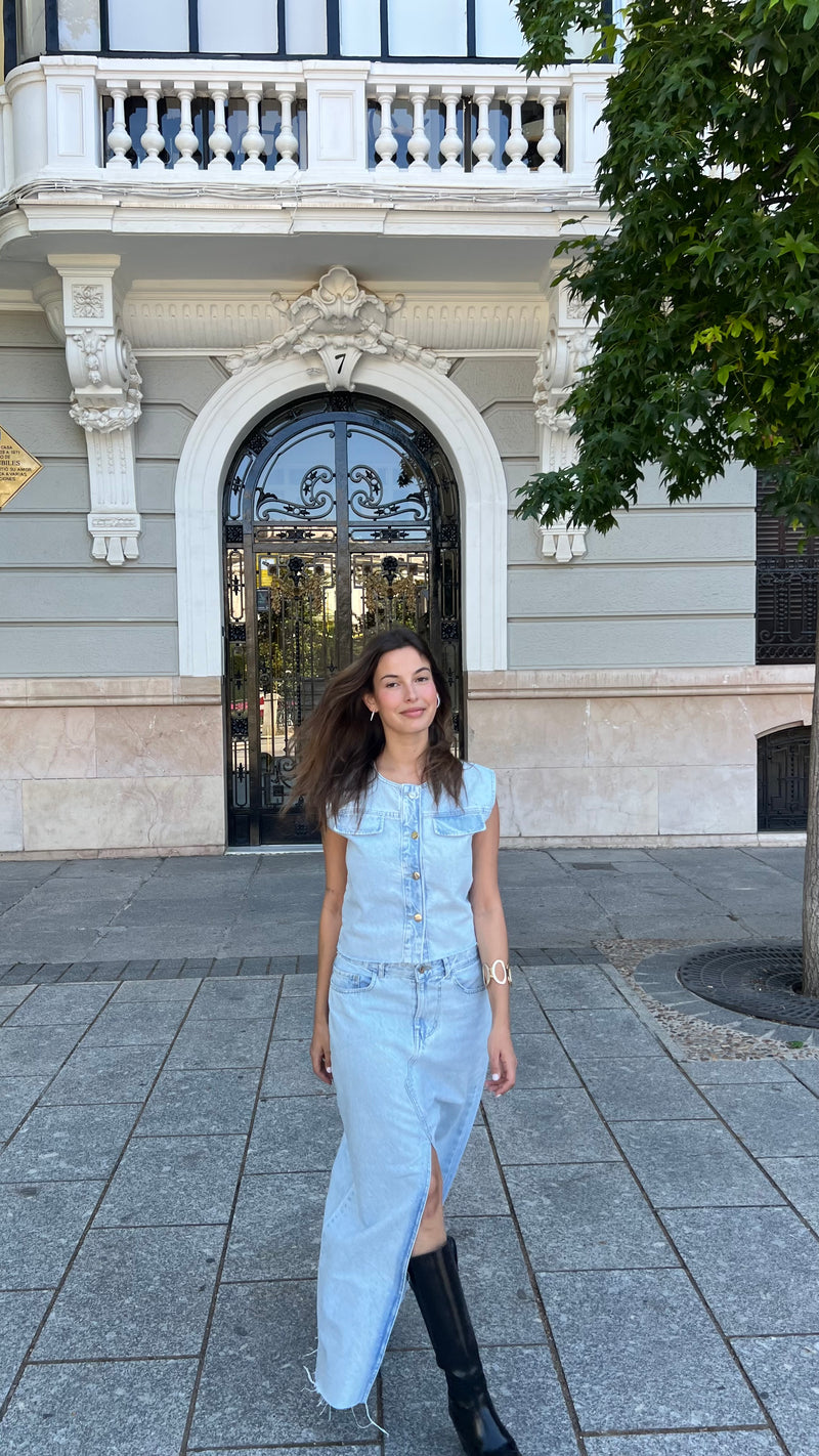 Denim Co-ord Set In Sky Blue