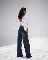 Bootleg Jeans in Deep Blue Washed