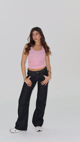 Low Waist Washed Black