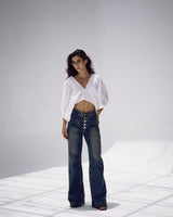 Bootleg Jeans in Deep Blue Washed