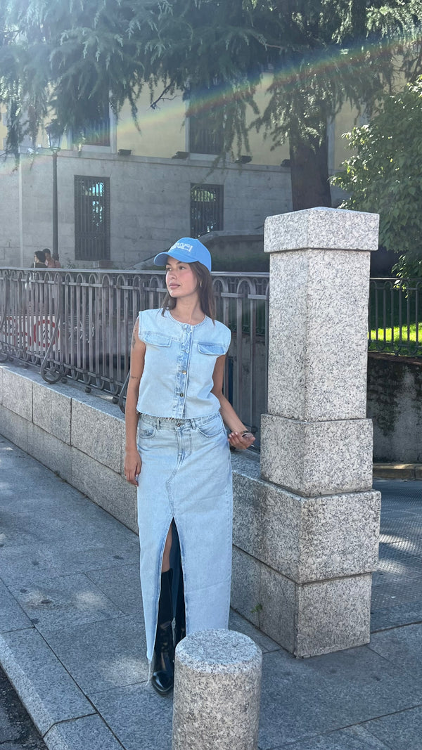 Denim Co-ord Set In Sky Blue