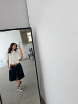Deep Blue Knee-Length Denim Shorts